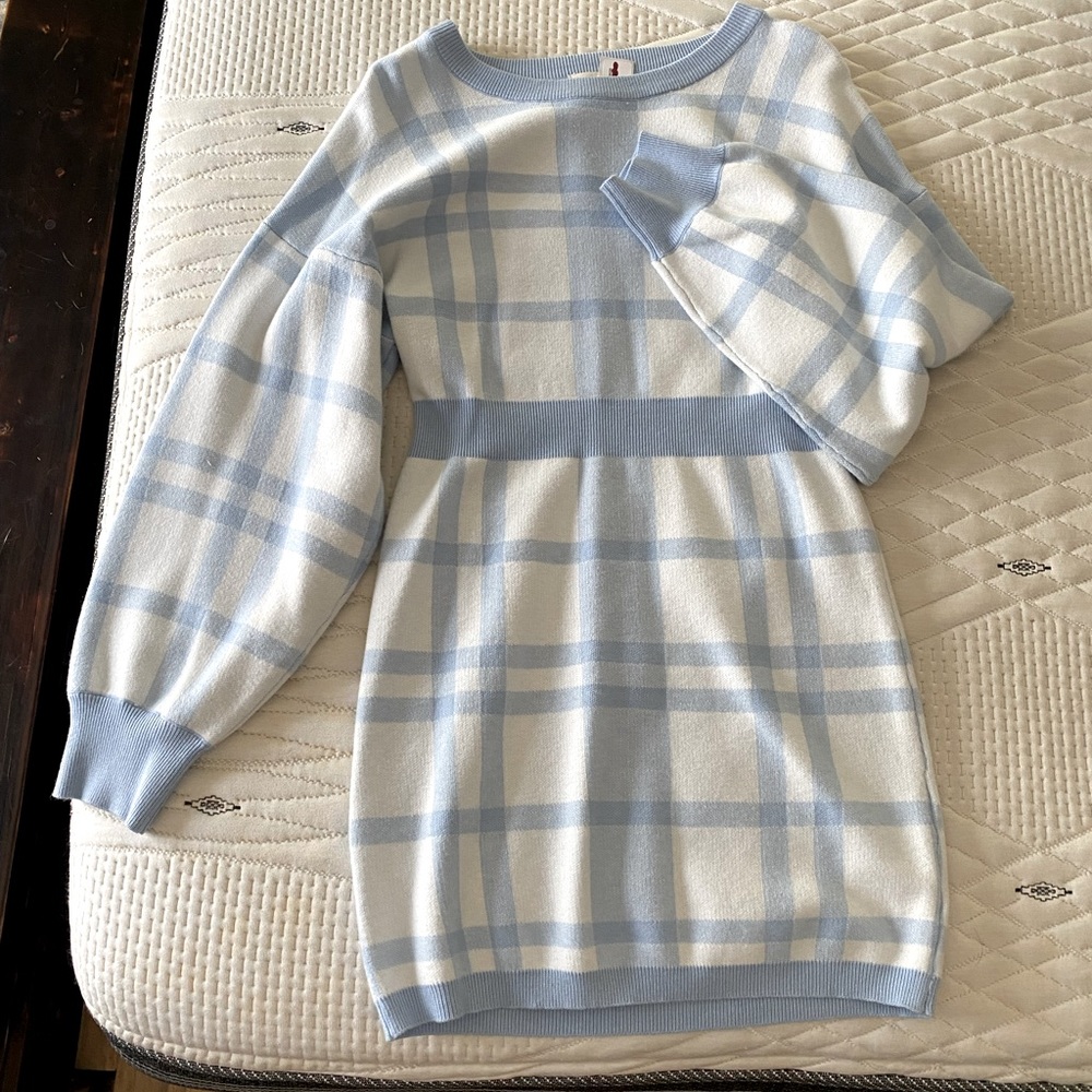 Lena Blue & White Checkered Dress